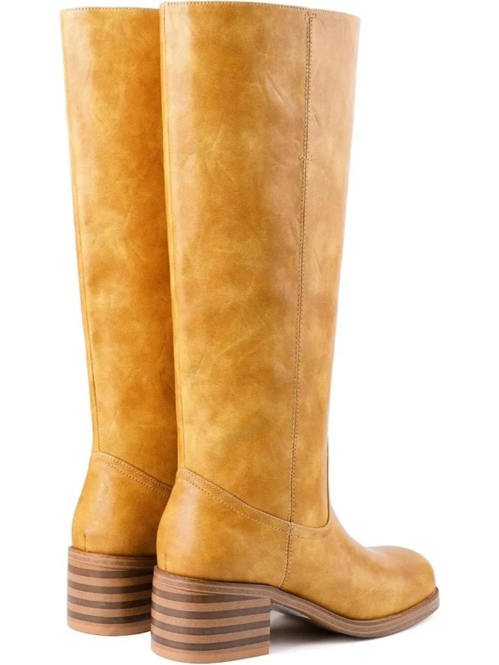Women's Banana Chunky Block Heel Square Toe Going Out Knee High Riding Boots
